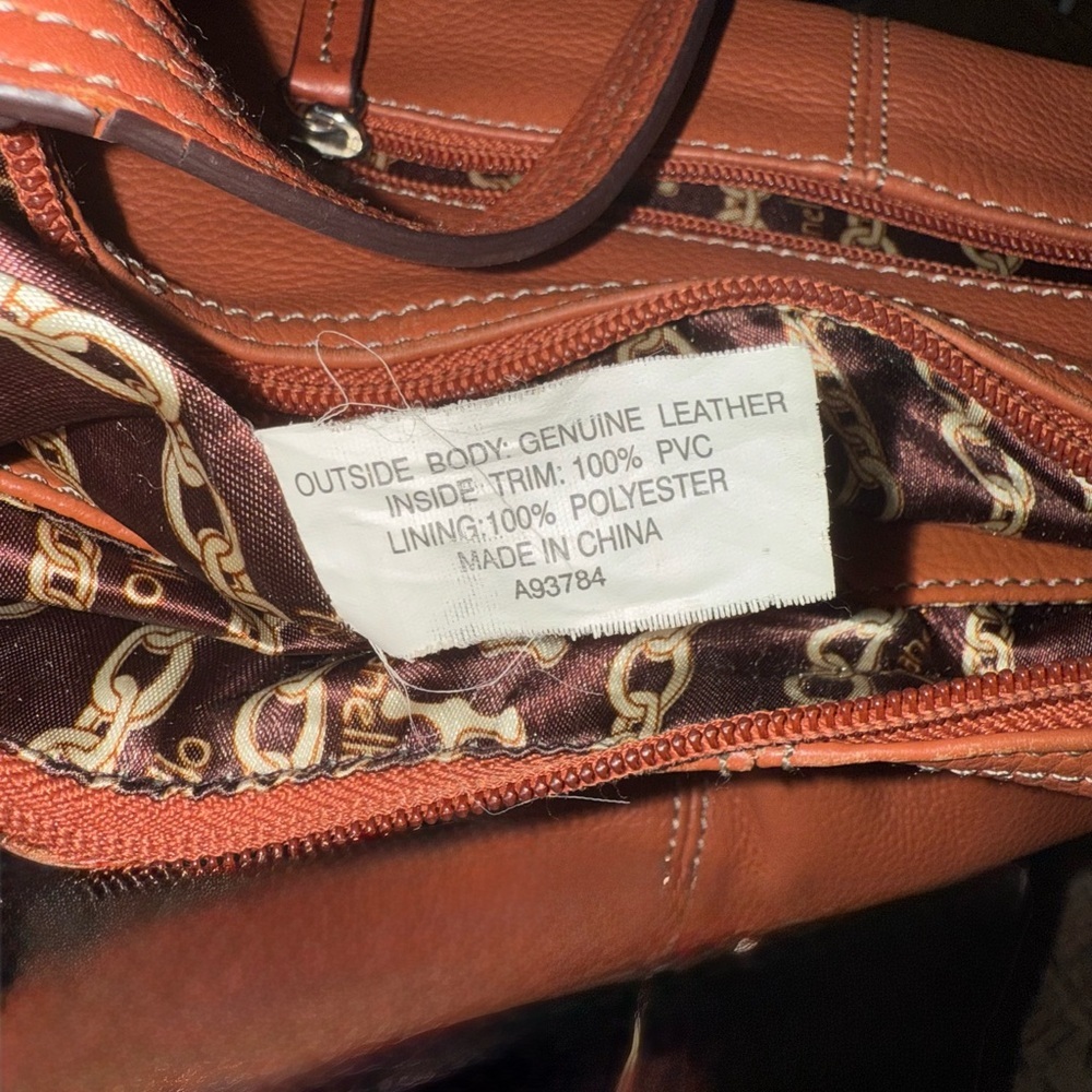 Tignanello Brown/Orange Leather Women's Bag - Picture 7 of 8